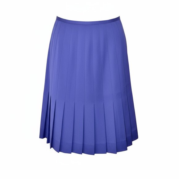 Dana Buchman Orchid Royal Purple Pleated A-Line Flat Front Wool Dress Skirt M 8 - Picture 2 of 4